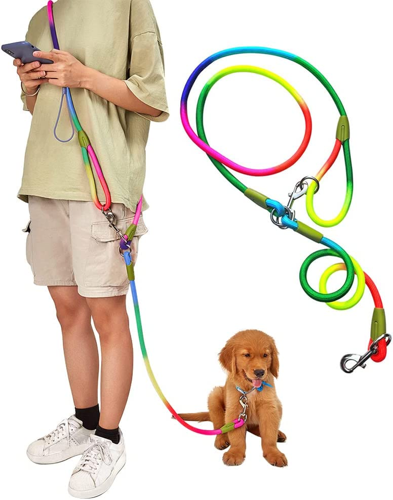 Hands Free Dog Leash Waist & Crossbody Rope with Slip Lead Durable for 2 Dogs Nylon Reflective Heavy Duty Hiking Bungee Leash for Small Large Dogs (Black) image number 6