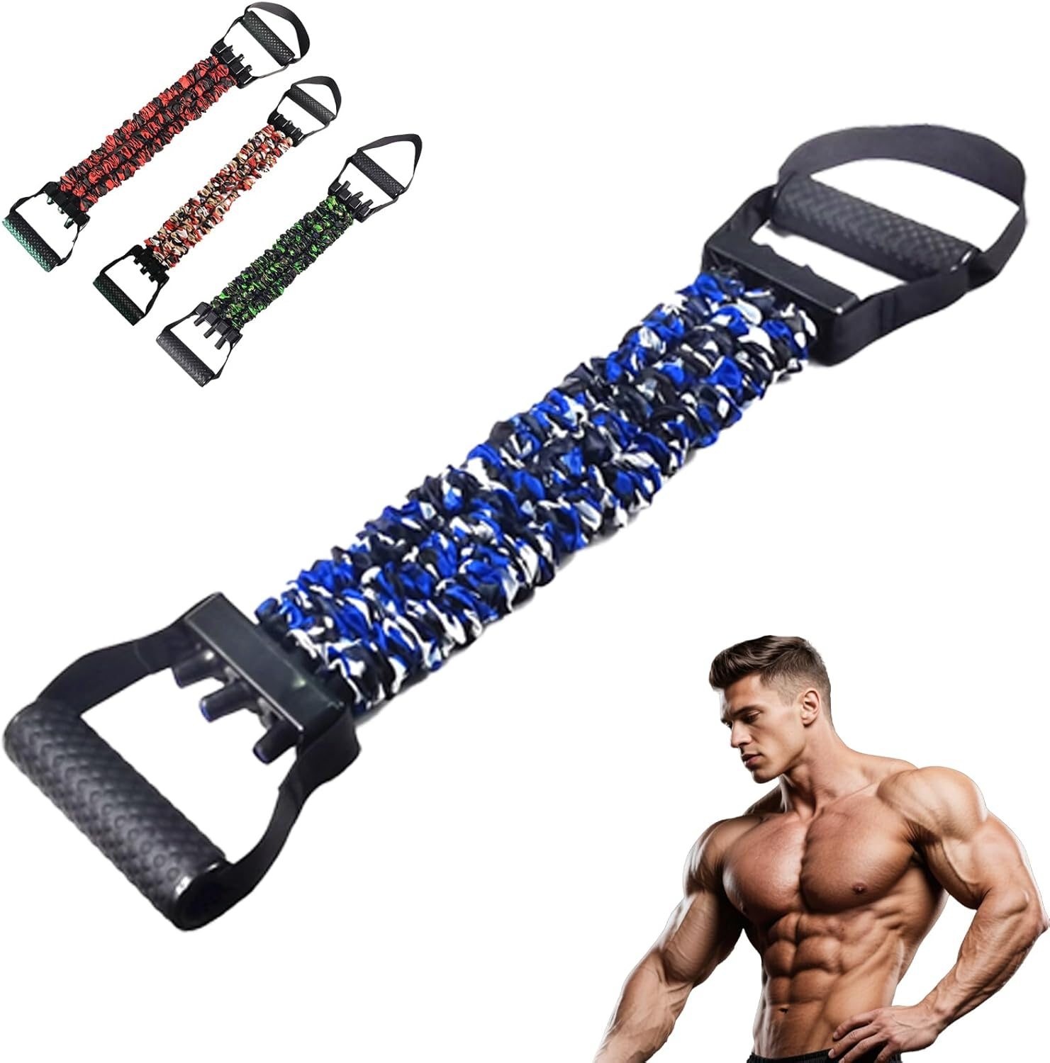 2025 Natural Latex 3-Hole Resistance Band, Heavy Duty Full Body Stretcher for Strength Trainings, AB Workouts & Flexibility, Ankle,Pedal Puller for Home/Gym