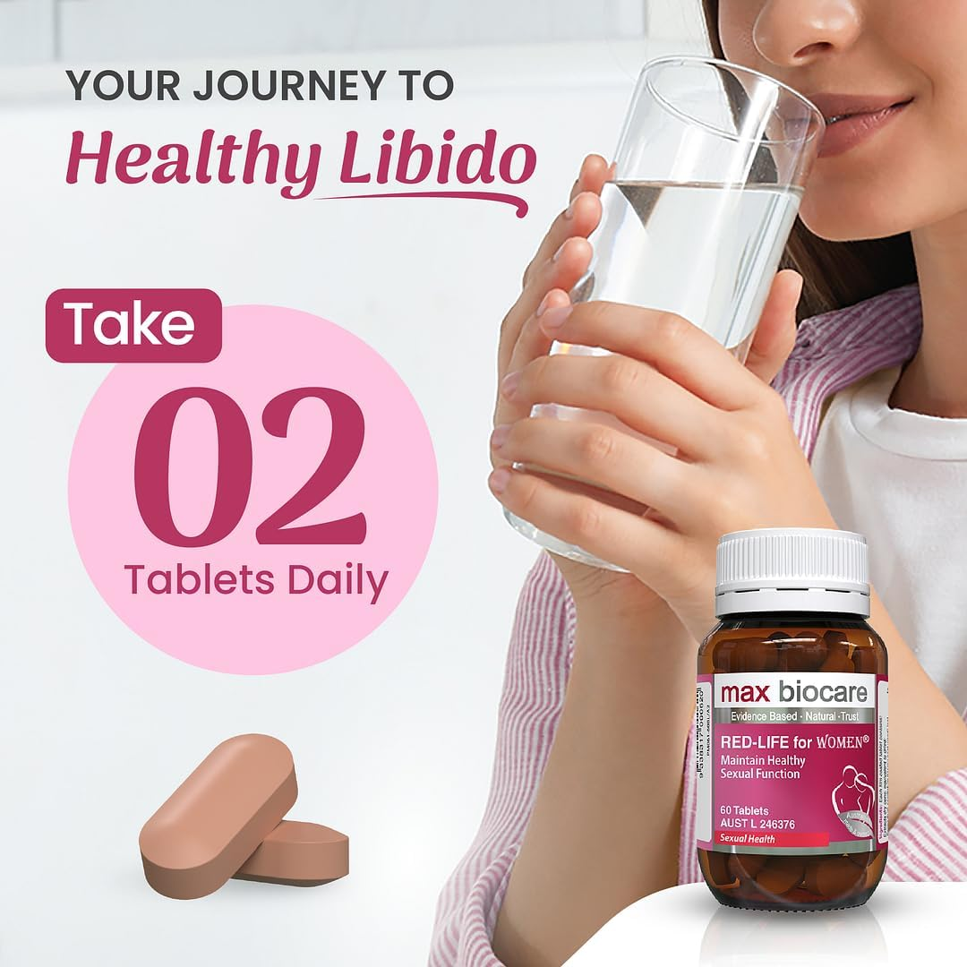 Red-Life Women'S Vitality Support with Ginseng & Horny Goat Weed - Natural Female Wellness Tablets for Intimate Health & Daily Energy - 60 Count Supplement image number 1