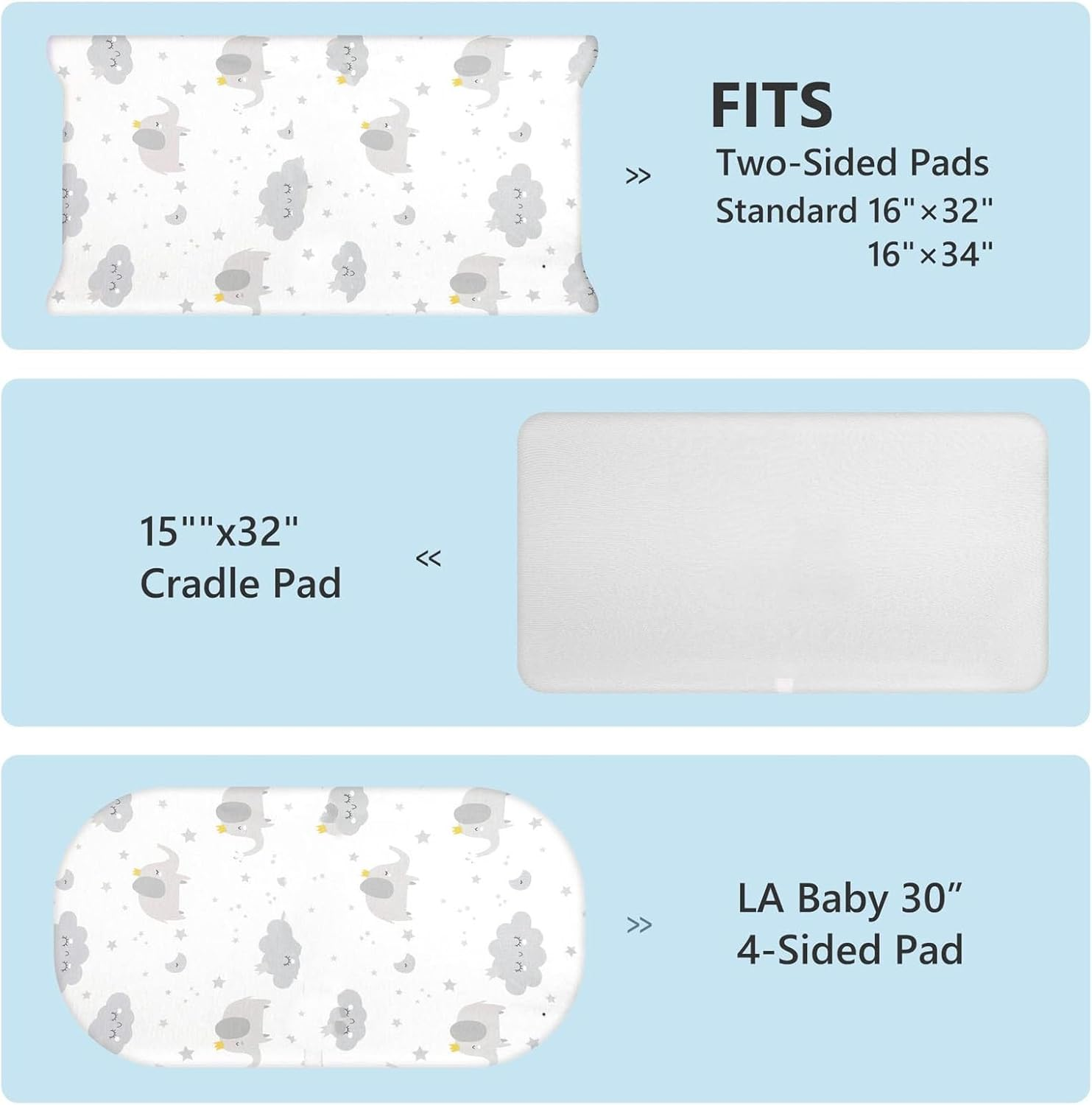 2 Pcs Changing Pad Covers Baby Diaper Changing Pad Cover Sheets Fitted Sheet Changing Mat Flexible Changing Table Pad Covers Diaper Changing Table Sheets Changing Mat Cover Changing Table Cover image number 4