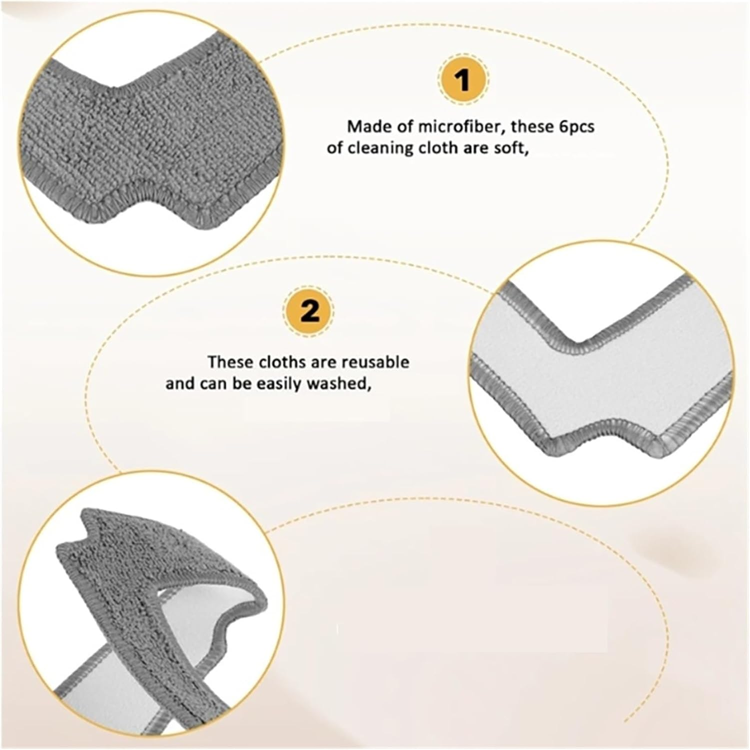 Microfiber Moping Cloth for Window Vacuum Cleaner Robot V21S,Reusable Thick Cleaning Rags for Washing Windows Glass(12Pcs)