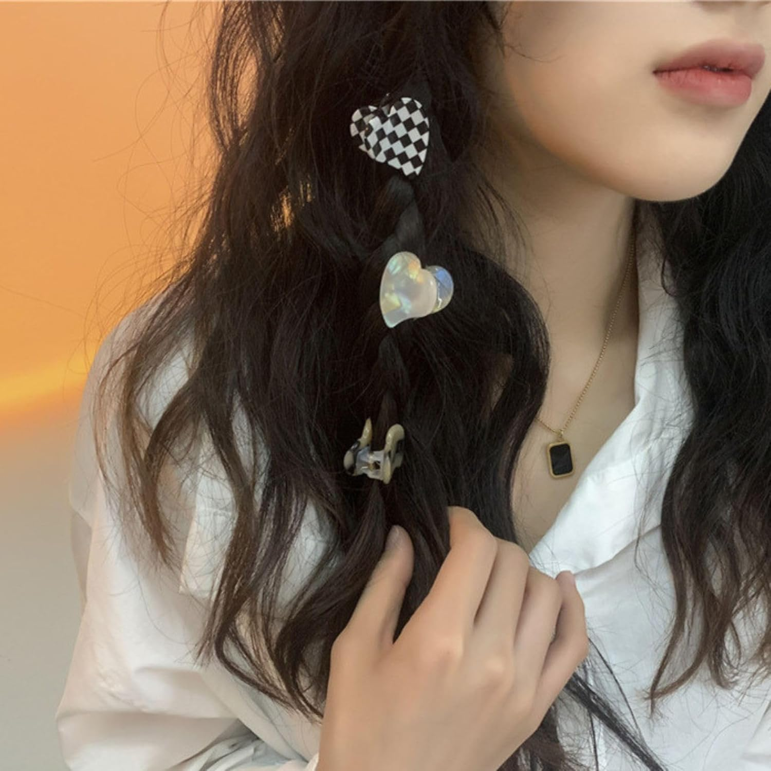 8 Pieces Small Heart Shaped Hair Clips for Women Acrylic Medium Hair Clips Tortoise Shape Ladies Hair Clips with Strong Grip and Non-Slip Surface image number 1