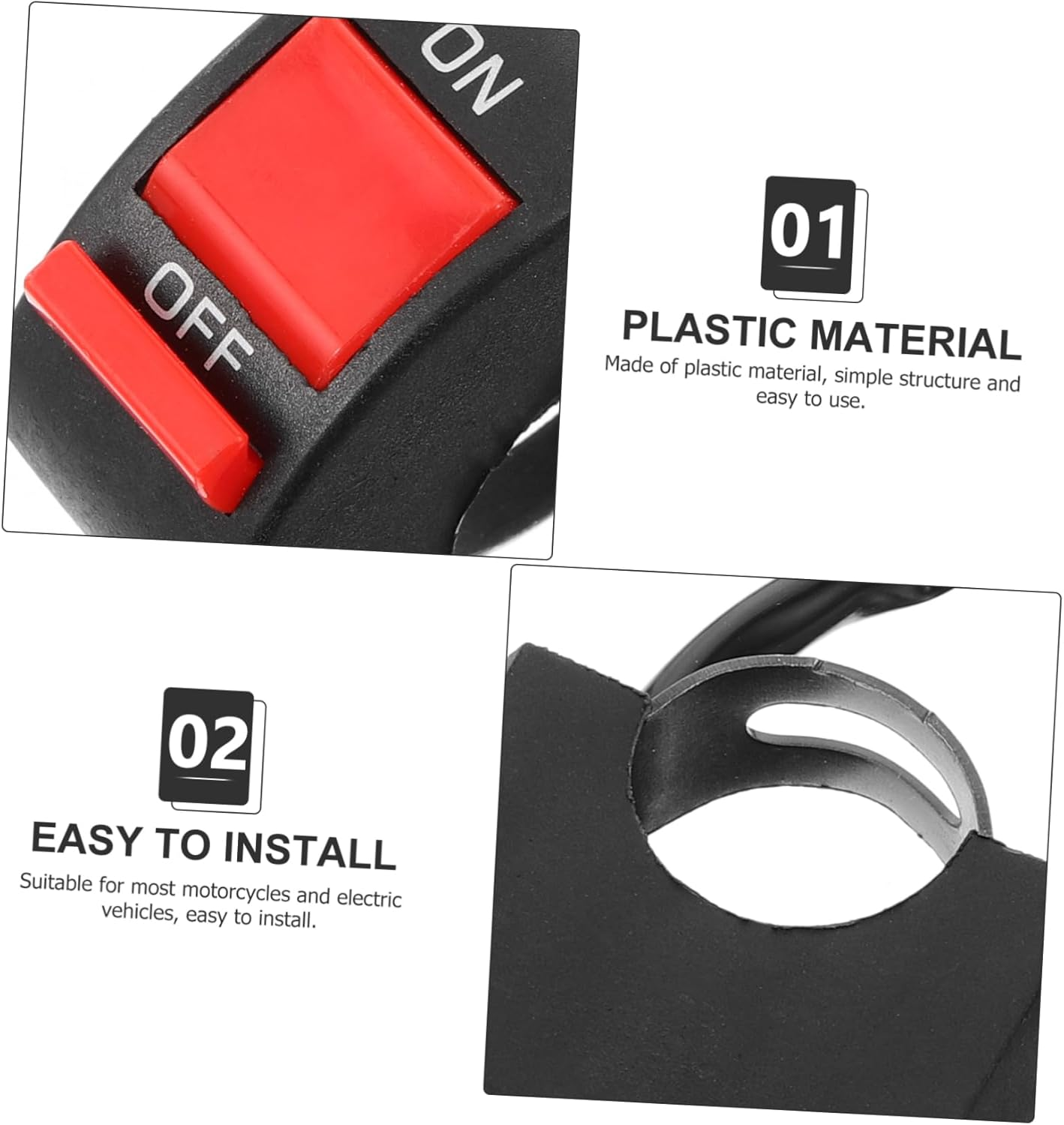 Mikinona Modified Switch for Motorcycle Handlebar Toggle Switch Led Headlight Compatible for Motorbike Lighting Control