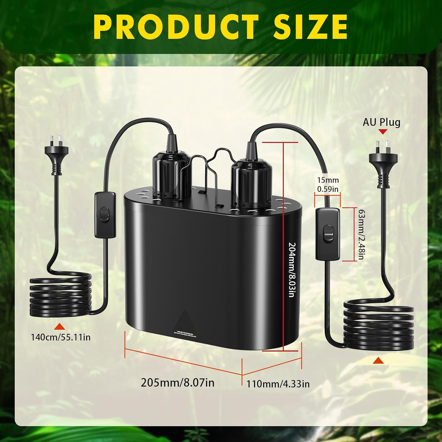 Lamptobe Dual Reptile Light Fixture, Max 200W Each Reptile Heat Lamp Fixture with Switches, Fits Reptile Light/Heat Lamp/Uvb Light for Lizards, Turtles, Snakes, and Amphibians（Without Bulb） image number 4