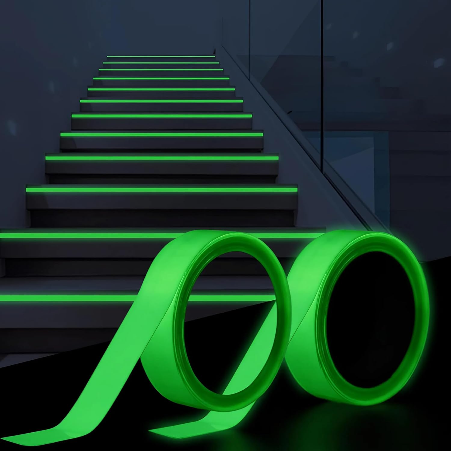 Spendeal 2 Pack Glow in the Dark Tape &ndash; Waterproof Luminous Safety Tape for Stairs, Walls, Floors &ndash; Indoor Outdoor Photoluminescent Adhesive Tape for Home, Emergency, Decoration (9.85 Ft X0.5 Inch) image number 5