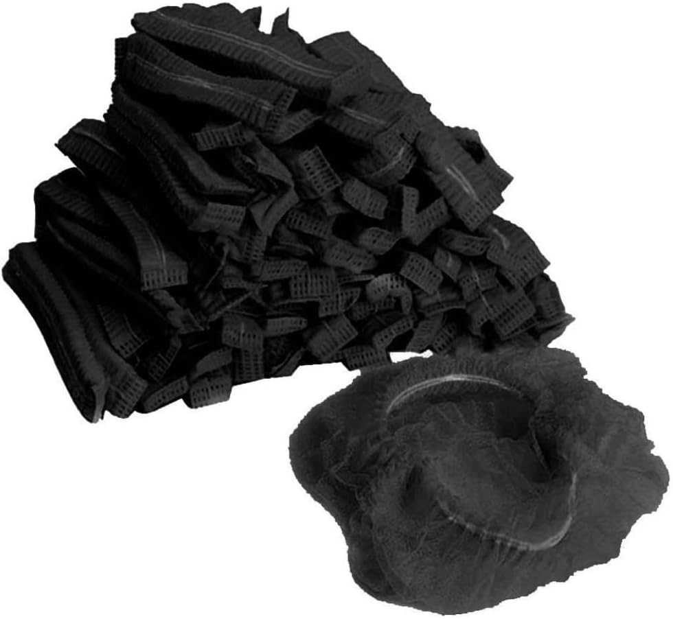 Disposable Hair Net,100 Pack Disposable Nonwoven Hair Cap, Hair Net for Nurses, Cooking, Salon, Food Service - Black, 21Inch image number 3