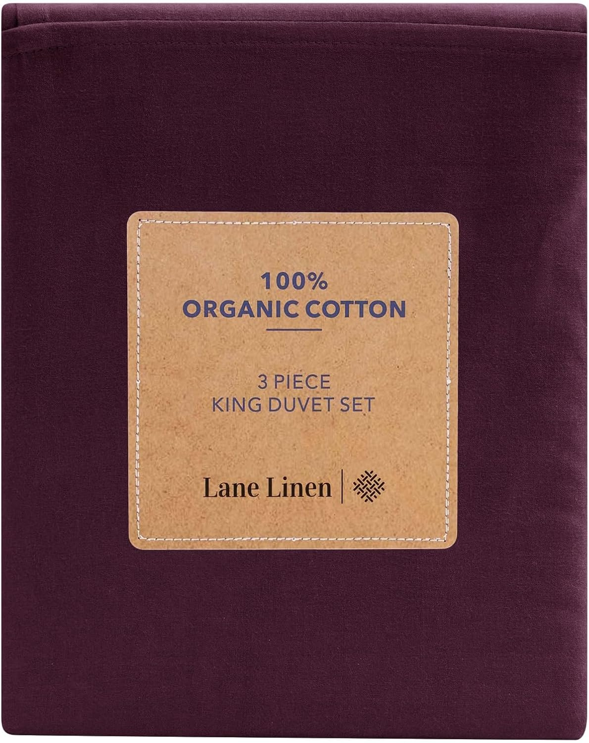 Lane Linen 100% Organic Cotton Duvet Cover 2-Piece Set (1 Duvet Cover, 1 Pillowcase), Windsor Wine, Single Quilt Cover
