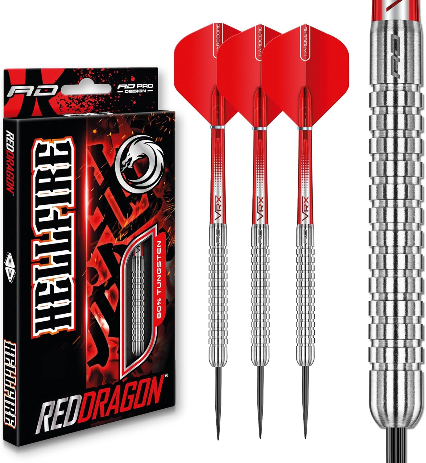 RED Dragon Hell Fire 22G, 24G or 26G Tungsten Darts Set with Flights and Stems image number 1