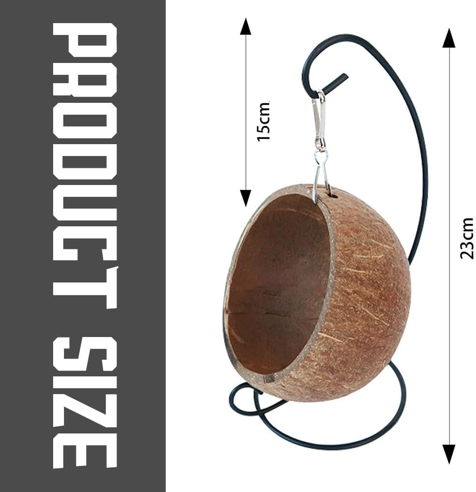 MOTRAIN Coconut Shell Bird Nest House Bed Indoor Golden Pet Kennels Bear, Guinea Pig, Natural and Safe Wooden Swing Climbing Ladder, Stainless Steel Basin Parrot for Home Room Desktop