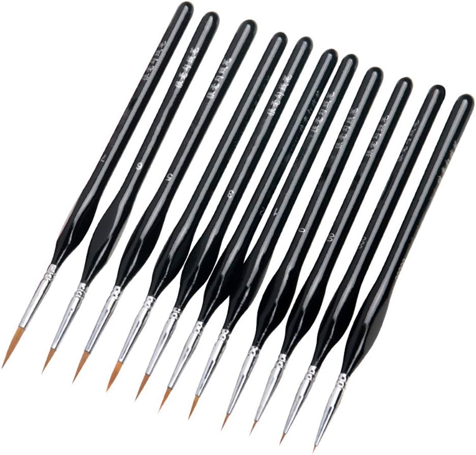Weasel Hair Triangle Birch Rod Fine Nail Art Students Special Line Drawing Gouache Color Stroke Oil Brush 4Colors Hook Line Pen (Black)