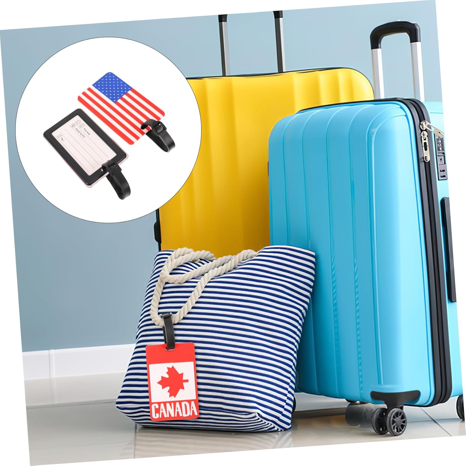 TOGEVAL 2Pcs Canada Flag Design Luggage Tags for Suitcases Travel Bag Tags Reusable image number 5