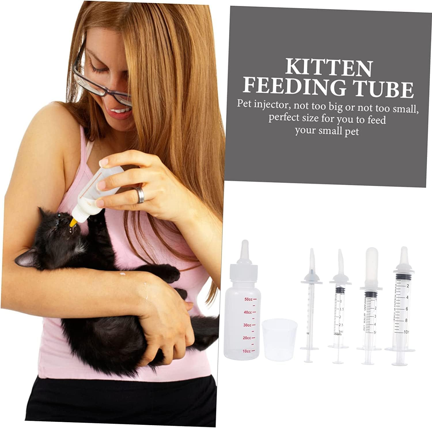 Newborn Pet Nursing Bottles Set with 5 Pacifiers, Pet Feeding Artificial Bottles Kit, Pet Pill Tablet Feeders Tools Suitable for Newborn Puppies, Kittens, Rabbits, Squirrels and Other Small Animals image number 3