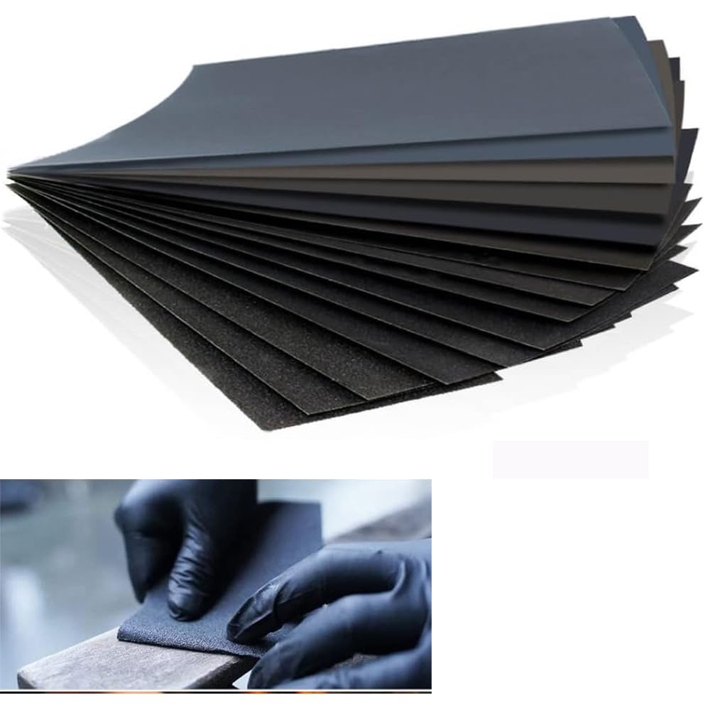 Sandpaper,120/150/180/240/320/400/600/800/1000/1500/2500/3000 Grit Assorted Grit Sandpaper,23 X 9 Cm Wet Sandpaper for Polishing Metal, Car, Wood image number 1