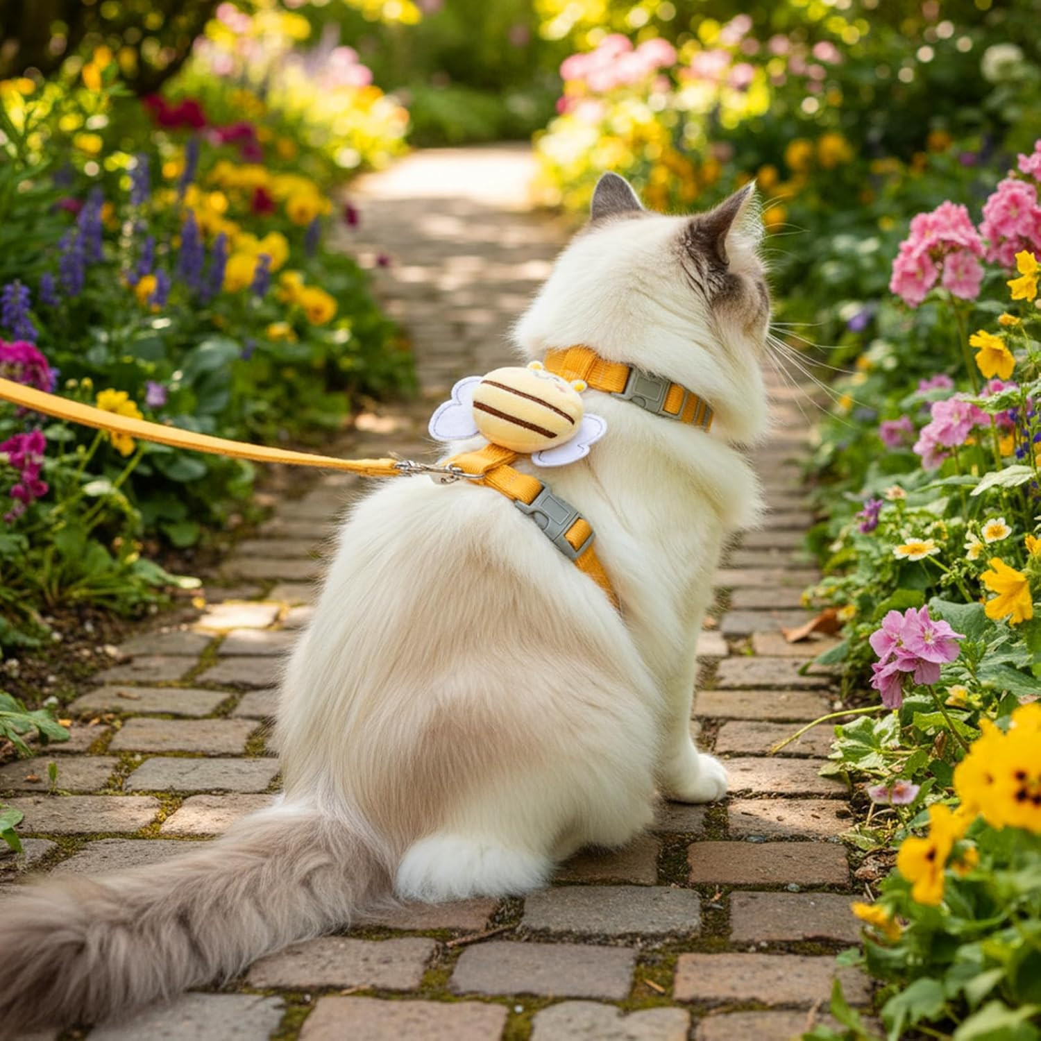 IKEEPVOX Cat Harness and Leash Set &ndash; Escape-Proof Adjustable Vest Harness with 1.8M Leash for Cats, Bunnies, Small Pets, Walking and Traveling (Yellow Bee, Medium)​ image number 2