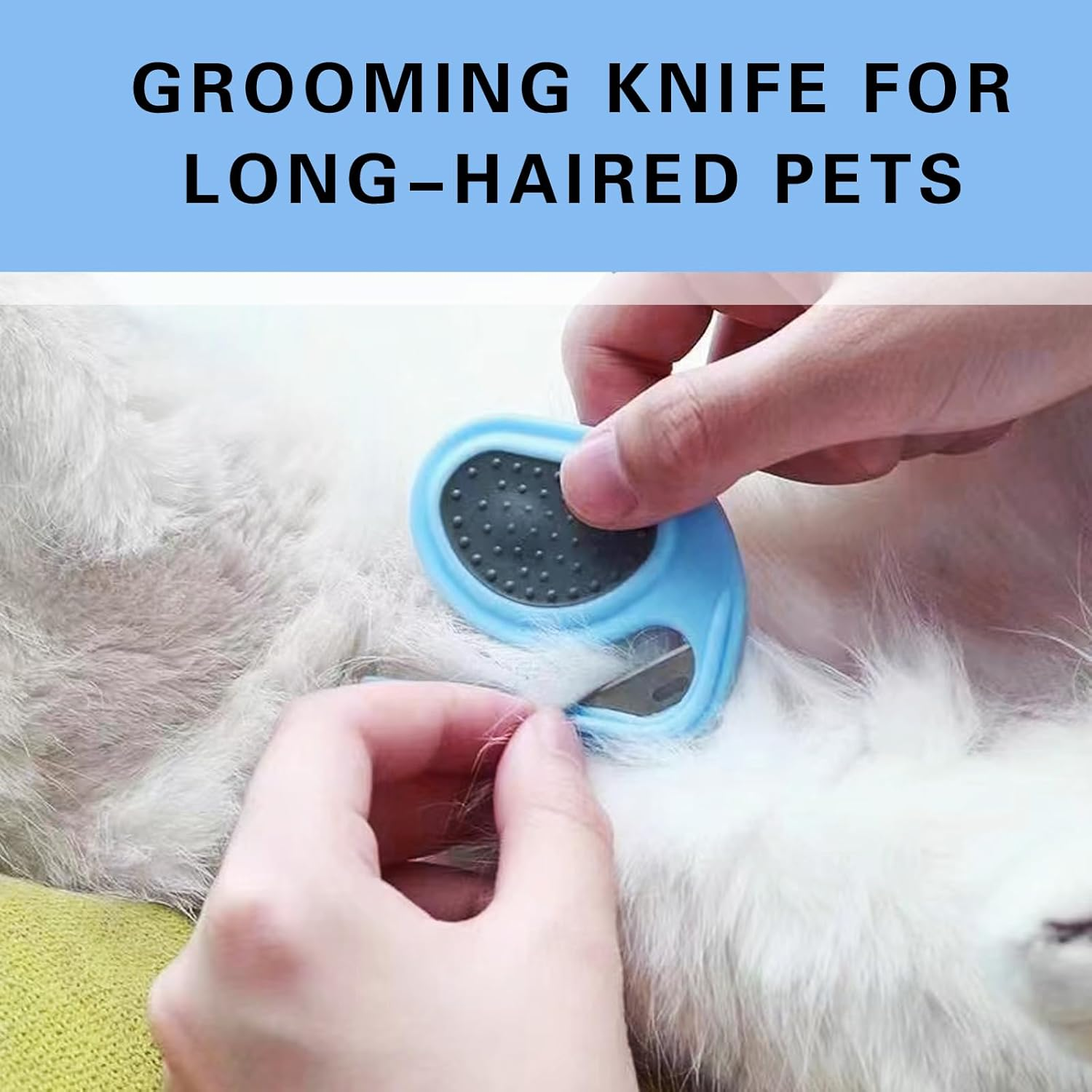 NASHRIO Pet Dematting Combs - 2Pcs: Dog Detangler and Cat Massage Comb, Pet Deshedding Brush, Knotting Comb with Safety Blades, Hair Removal and Grooming Tool image number 2