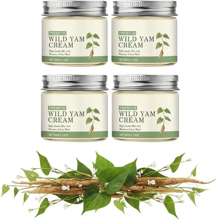 Wild Yam Cream Hormone Balance, Skin Hydrating & Nourishing Moisturiser for All Skin Types, Firm and Nourish the Skin, Estrogen Support Balm, Alleviate Menopause-Related Issues (4PCS) image number 3