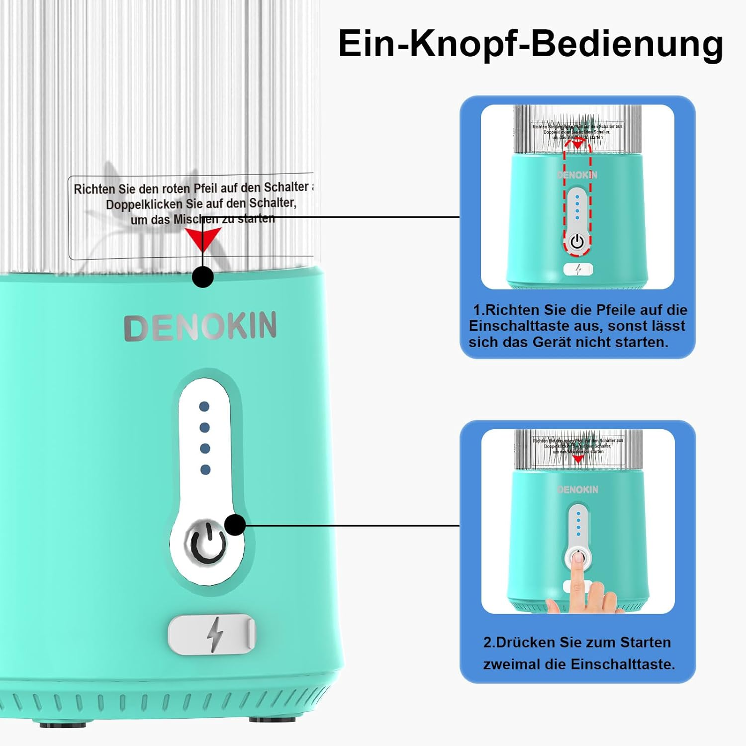 DENOKIN Portable Mixer/Blender/Smoothie Maker, 450 Ml Cup, Wireless & USB-C Rechargeable Mini Stand Mixer image number 1