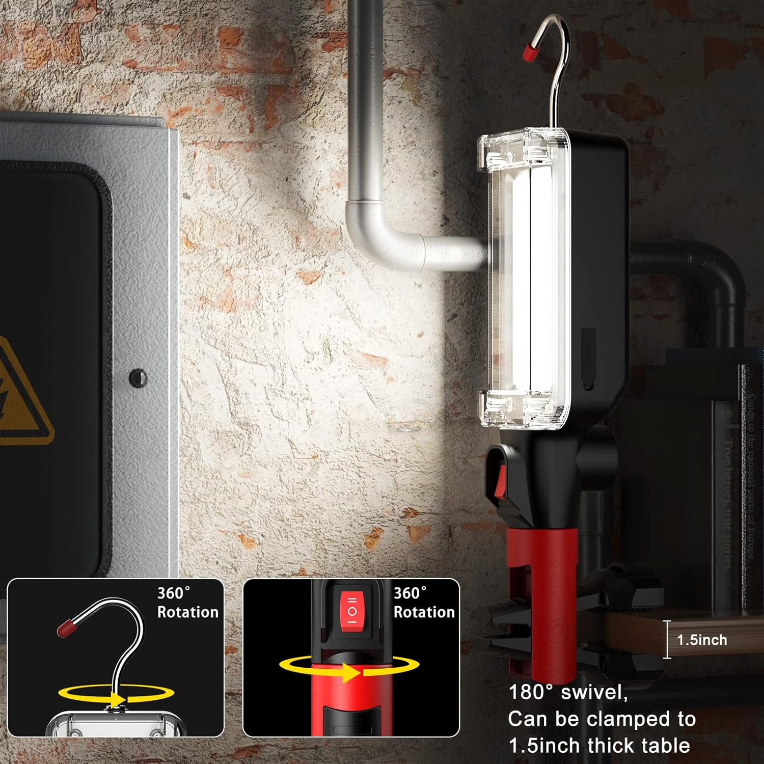 Shilipai Rechargeable Led Work Lights Magnetic Worklight 1500LM Super Bright Mechanic Light for Job Site Lighting,Emergency and Repairing Workshop, Suitable for Decorations/Parties/Festivals