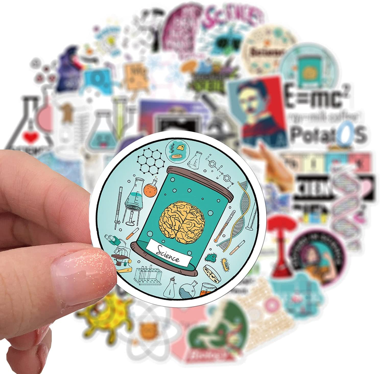 50 Pcs Science Laboratory Stickers, Student Physics Chemistry Biology Experiments Vinyl Decal for Water Bottles Laptop Luggage Cup Computer Phone Skateboard for Teens Adult