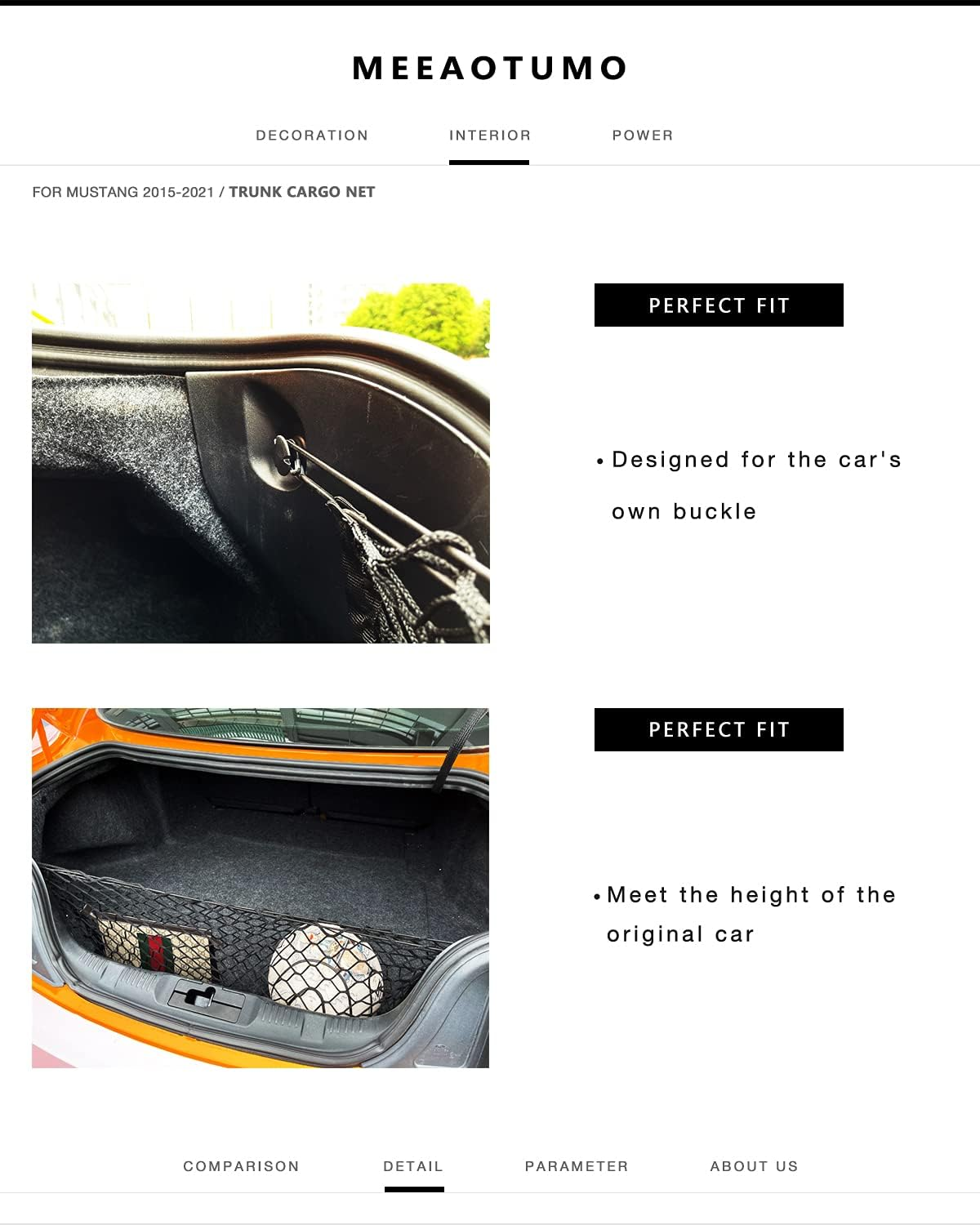 Trunk Cargo Net Accessories for Ford Mustang 2015-2023