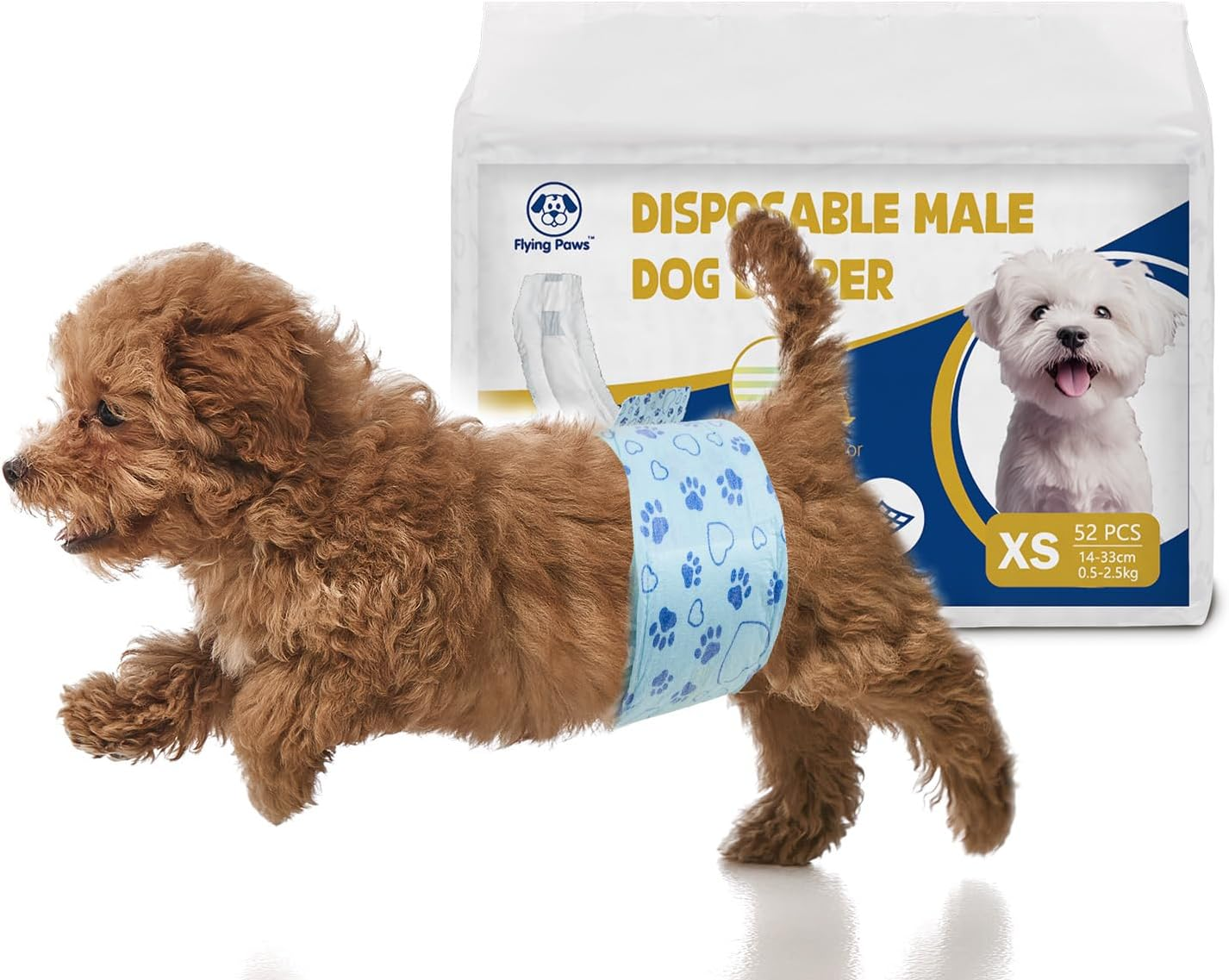 Male Dog Diapers Disposable with Wetness Indicator, Adjustable Puppy Diapers Male, Flashdry Gel Technology, Male Dog Wraps for Incontinence & Sprying (XS, Count, 26) image number 6