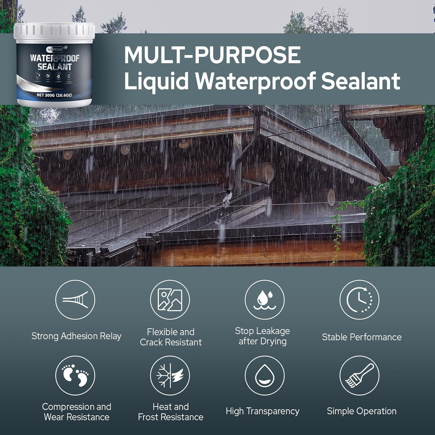 Invisible Waterproof Agent, 2 * 10Oz Transparent Waterproof Sealant, Transparent Waterproof Coating Agent, Invisible Waterproof Anti-Leakage Agent, Indoor Outdoor Repairing Leak Waterproof Adhesive