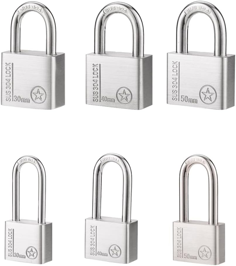 304 Stainless Steel Keyed Padlock 30 Mm Padlocks Heavy Duty Lock with 4 Keys, Indoor Outdoor Security Locks for School and Gym Locker, Sheds, Fence, Backpack, Storage Cabinets [Short Shackle] image number 5