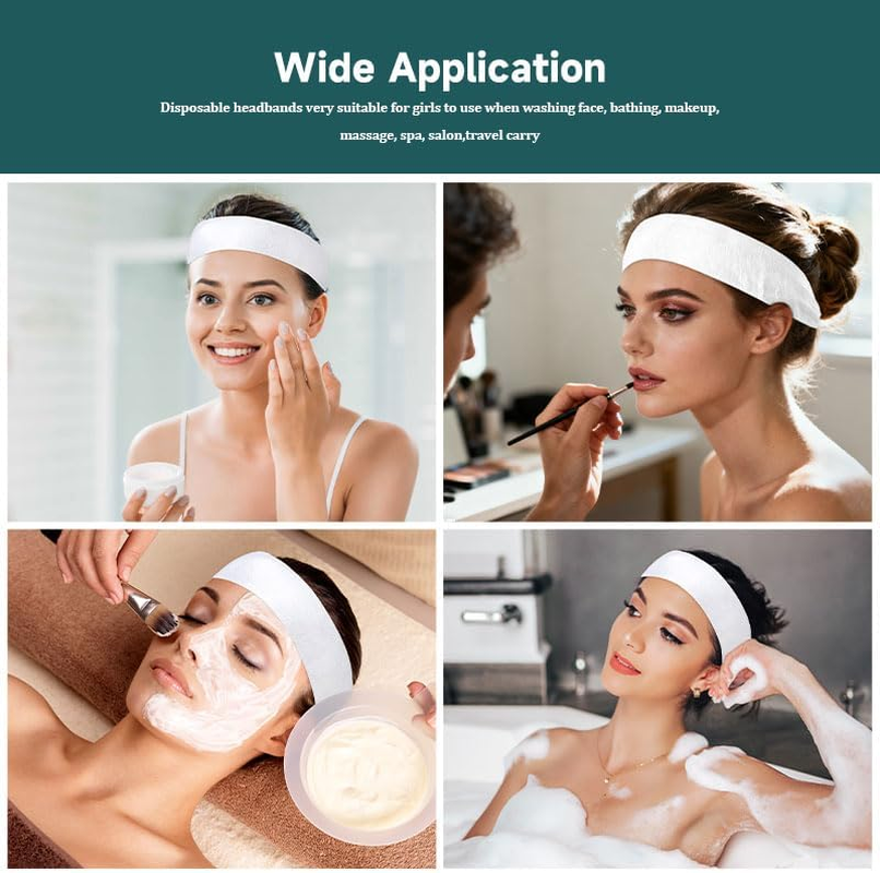 Disposable Headbands Elastic Soft Fleece Headbands for Skin Care Bath Massage Spa Beauty Supplies 20 Pieces image number 1