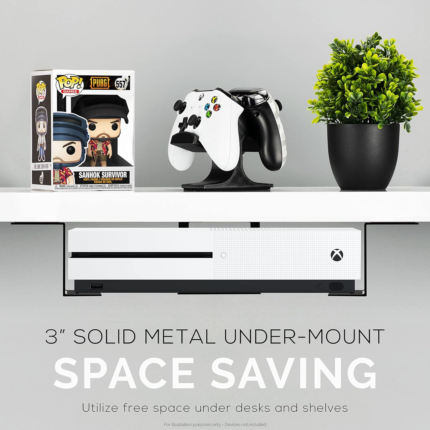 3&rdquo; Metal under Desk Laptop, Cable Box & Router Holder Mount, Adhesive & Screw In, Holds Upto 3" Devices like Small Computers, Macbook, Surface, Keyboard, Network Switch, Modems & More - Black image number 5