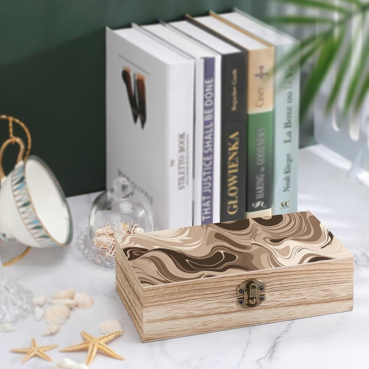 Taupe and White Wooden Box Wood Wedding Keepsake Boxes with Lids Small Decorative Boxes Lightweight Wooden Memory Storage Box for Crafts Keepsakes Jewelry Photo Letter Storage image number 4