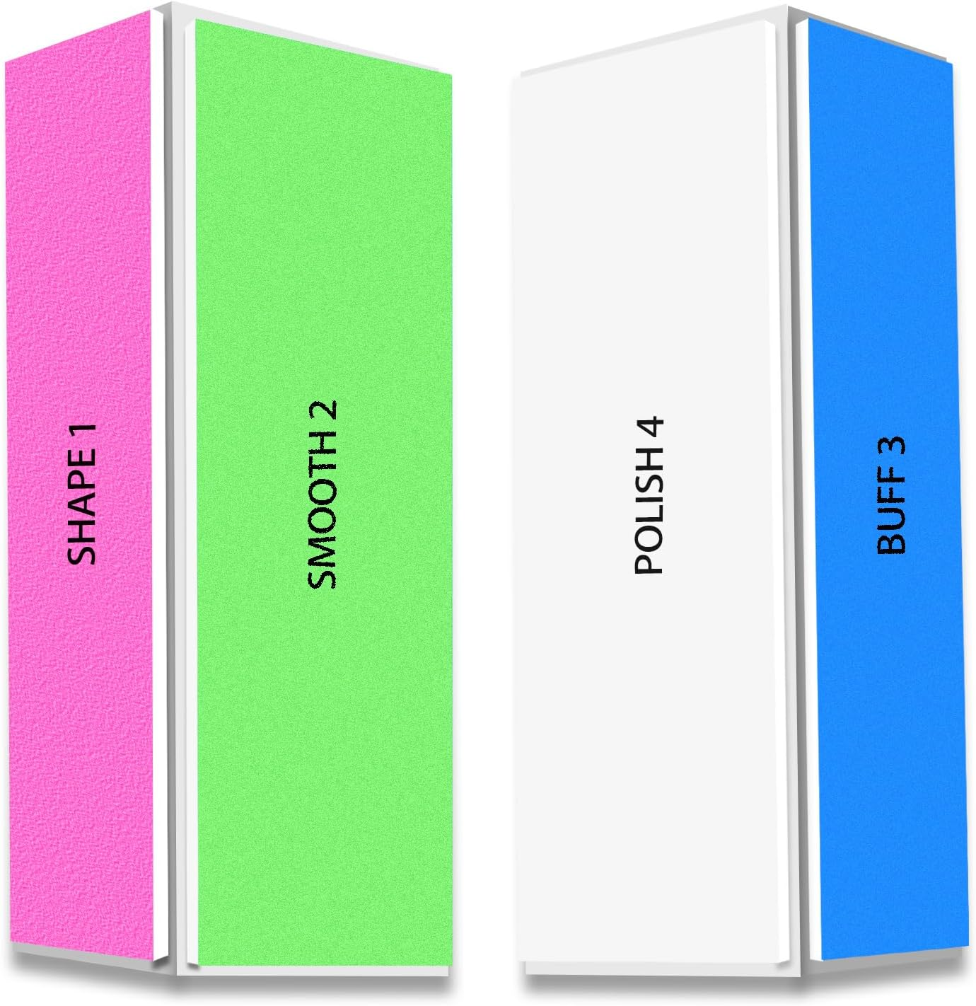 4 Way Nail Buffer Block (2 Pcs), Nail Shine Buffers Blocks Files for Natural and Acrylic Nails Smoother Buffing Block Polisher Fingernail File Buffer 120/240/600/3000 Grit for Buffing Shinning image number 2