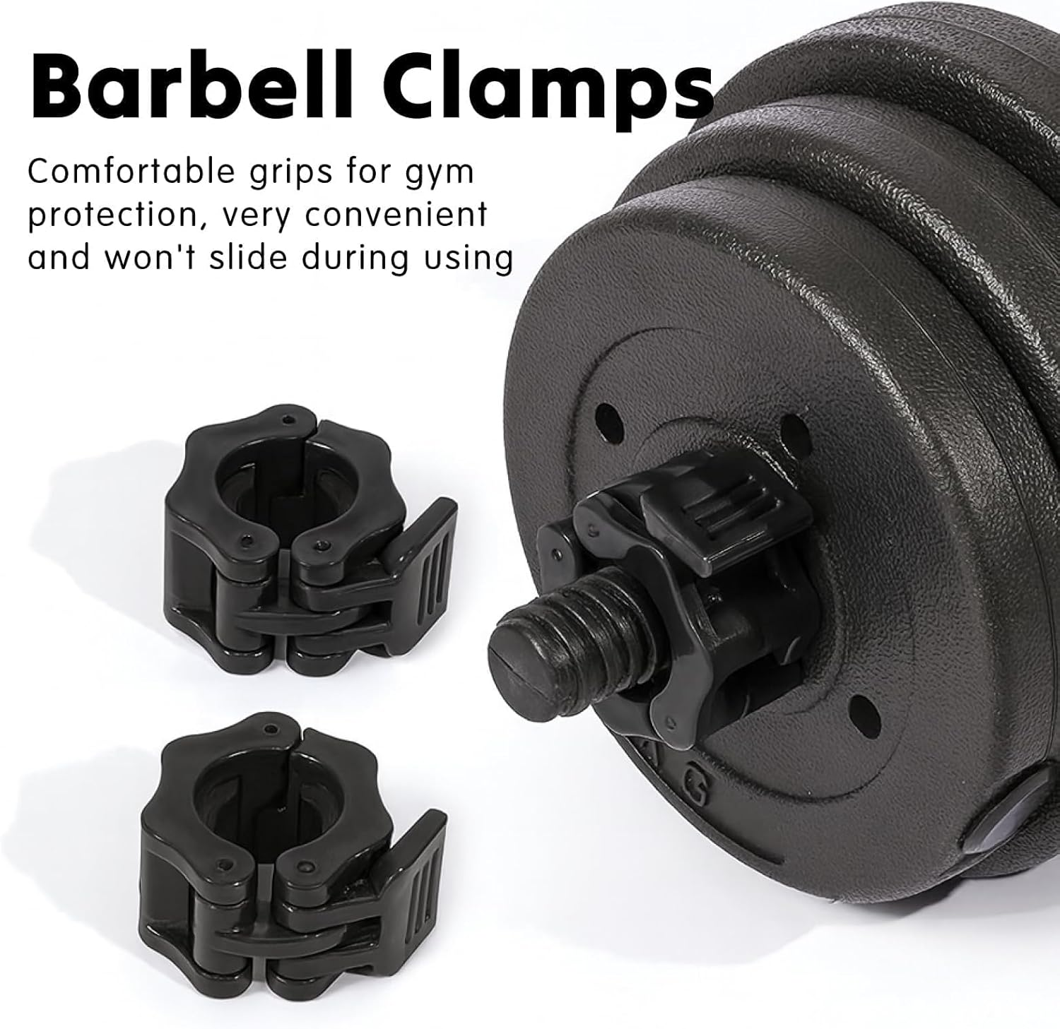 2 Pcs Premium Snap Clamp Set, Quick Release 1 Inch Barbell Clamps for Standard and Olympic Bars, Durable Carbon Barbell Clips for Weightlifting and Fitness Training image number 3