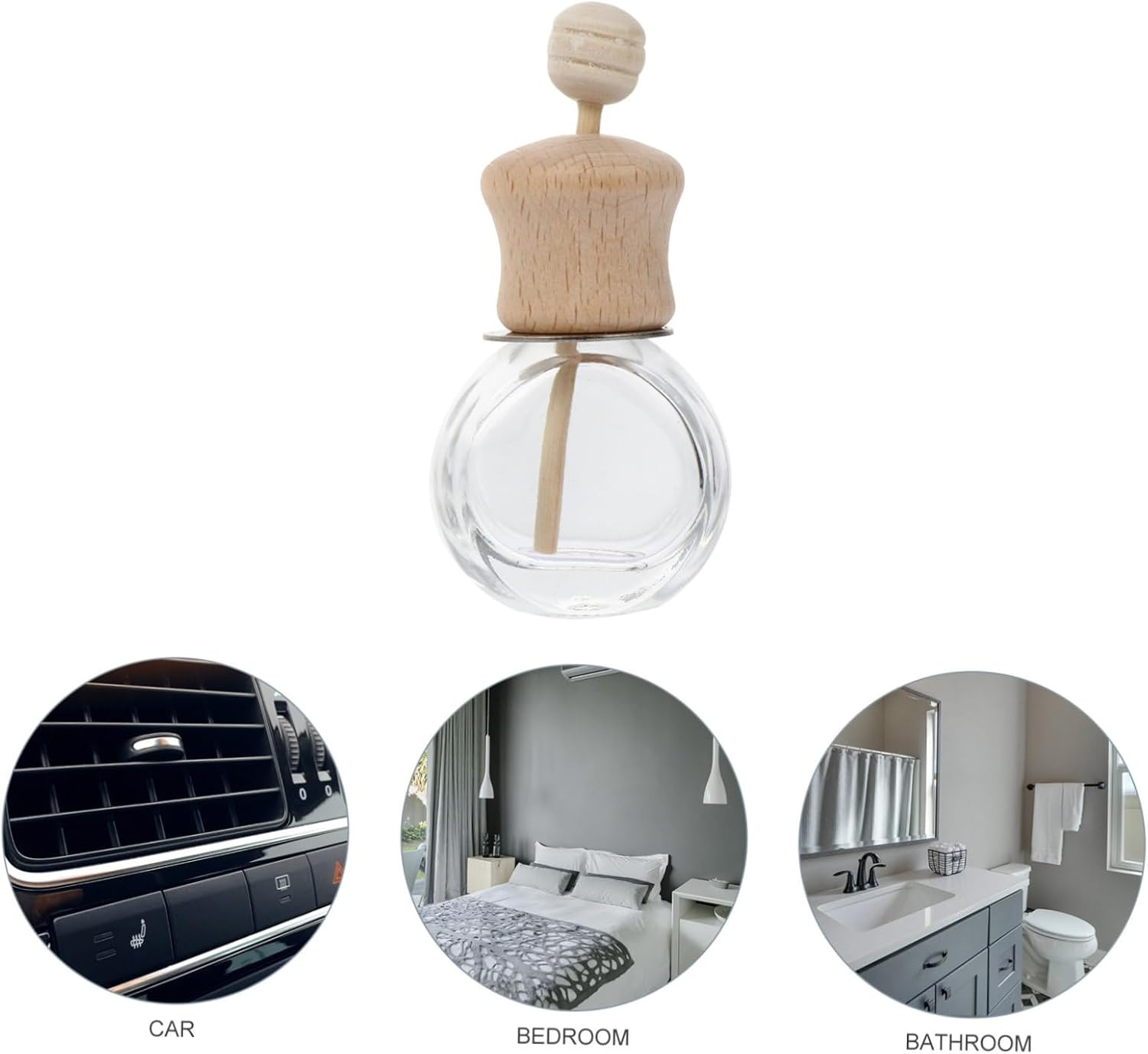 Holibanna 3Sets Car Aroma Diffuser Bottle Air Vent Essential Oil Diffuser Aromatherapy Bottle Diffuser for Car Vent Dressing Tables Room Bookshelf Wooden Lid 3Pcs*3