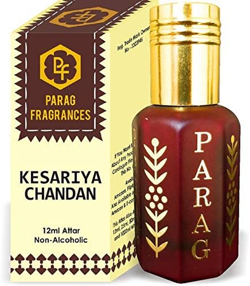 Parag Fragrances Kesariya Chandan Attar 1 Tola / 12Ml (Crystal Series) (Limited Time Launching Offer Pack) Natural Distiled Attar/Alcohol Free Attar/Long Lasting Attar image number 1