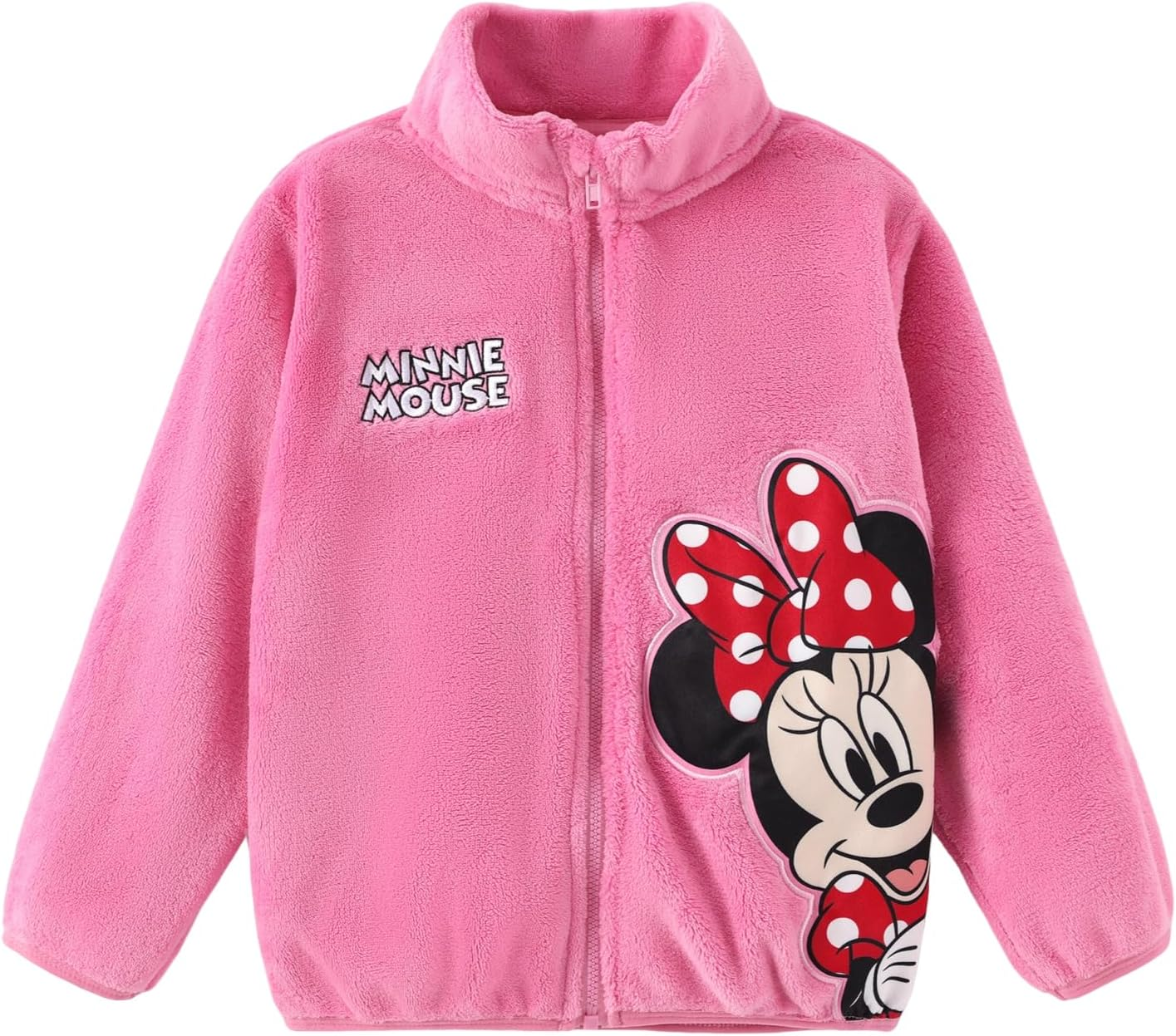 Disney Stitch Frozen Elsa Minnie Mickey Girls/Boys Fleece Jacket Full Zip Sherpa Fuzzy Warm Winter Outwear Coat 2-13 Years