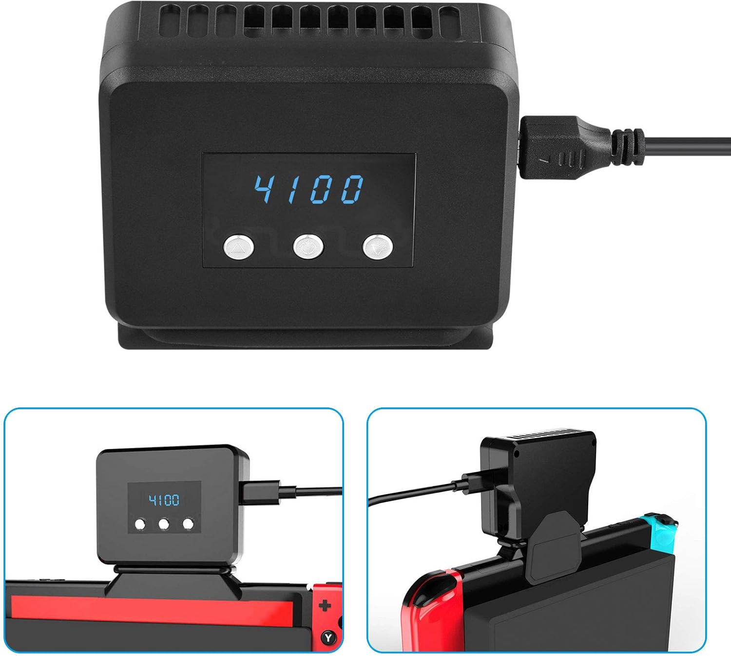 Eeekit Cooling Fan for Nintendo Switch Dock Set Temperature Display Cooler for NS Original Docking Station, USB Powered, Integrated Cable image number 4