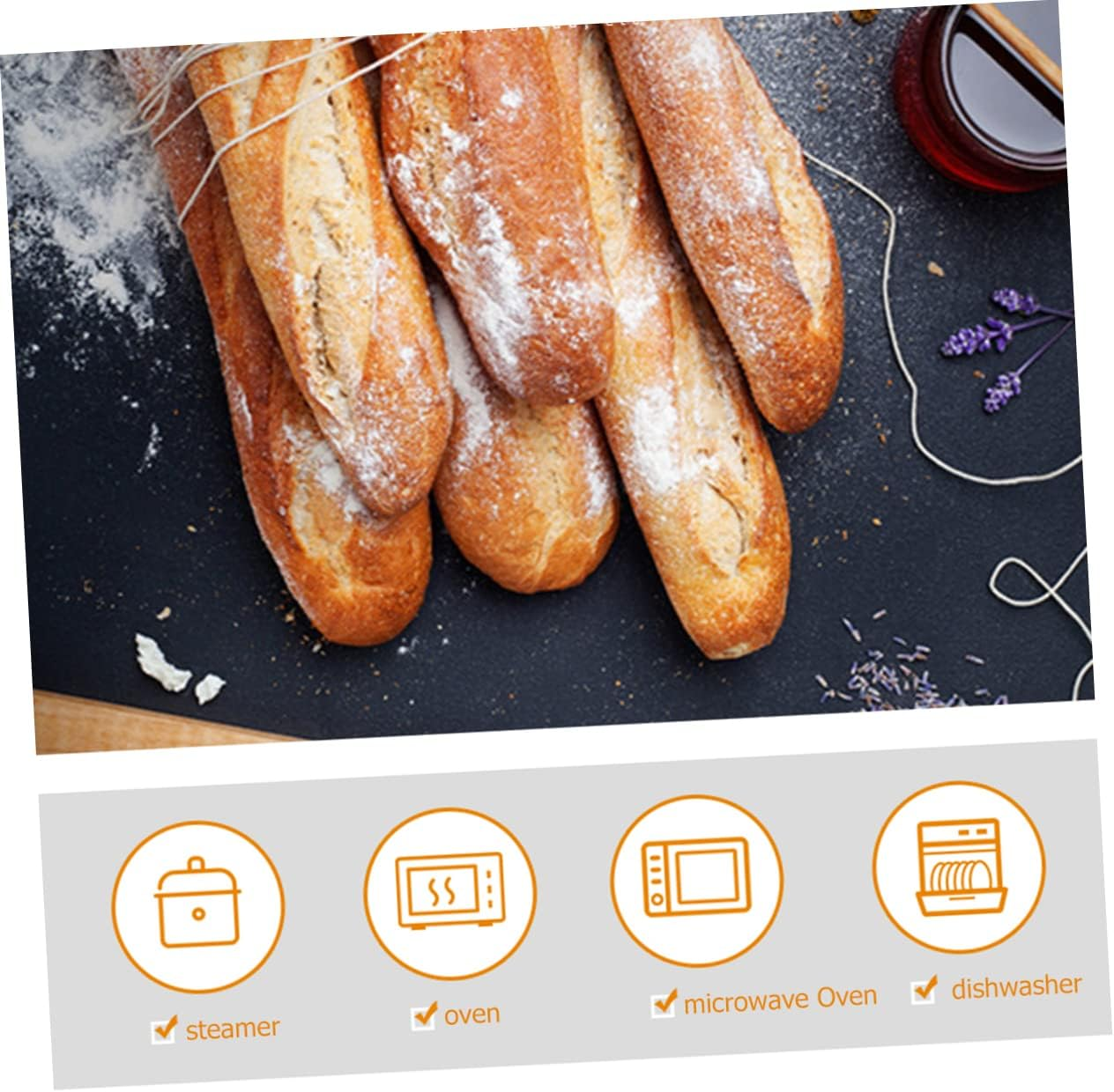 DOITOOL Silicone Loaf Pan Baking Mould Baking Tray for Home Kitchen 3 Slots Bread Baking Pan No-Stick Wave Stick Bread Stick Accessory - Green image number 5