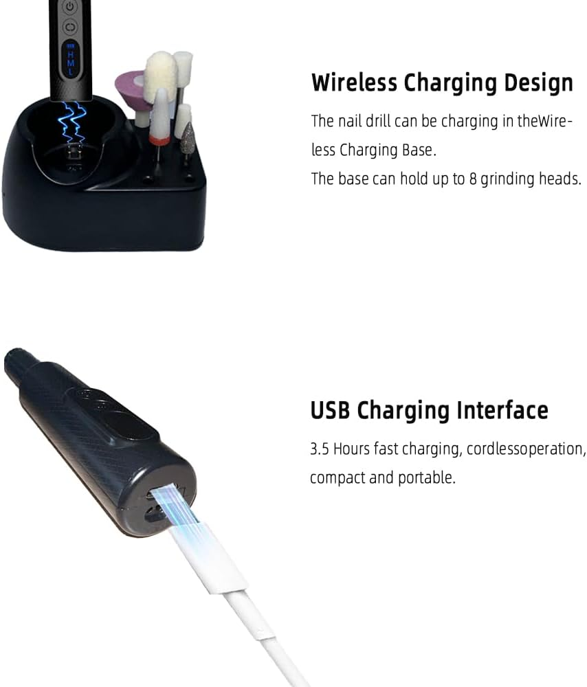 Pinkiou Nail Cutter for Gel Nails, Professional Electric Nail File, Manicure Set Electric, Electric Nail File 20000 Rpm, Adjustable Speed for Beginners image number 1