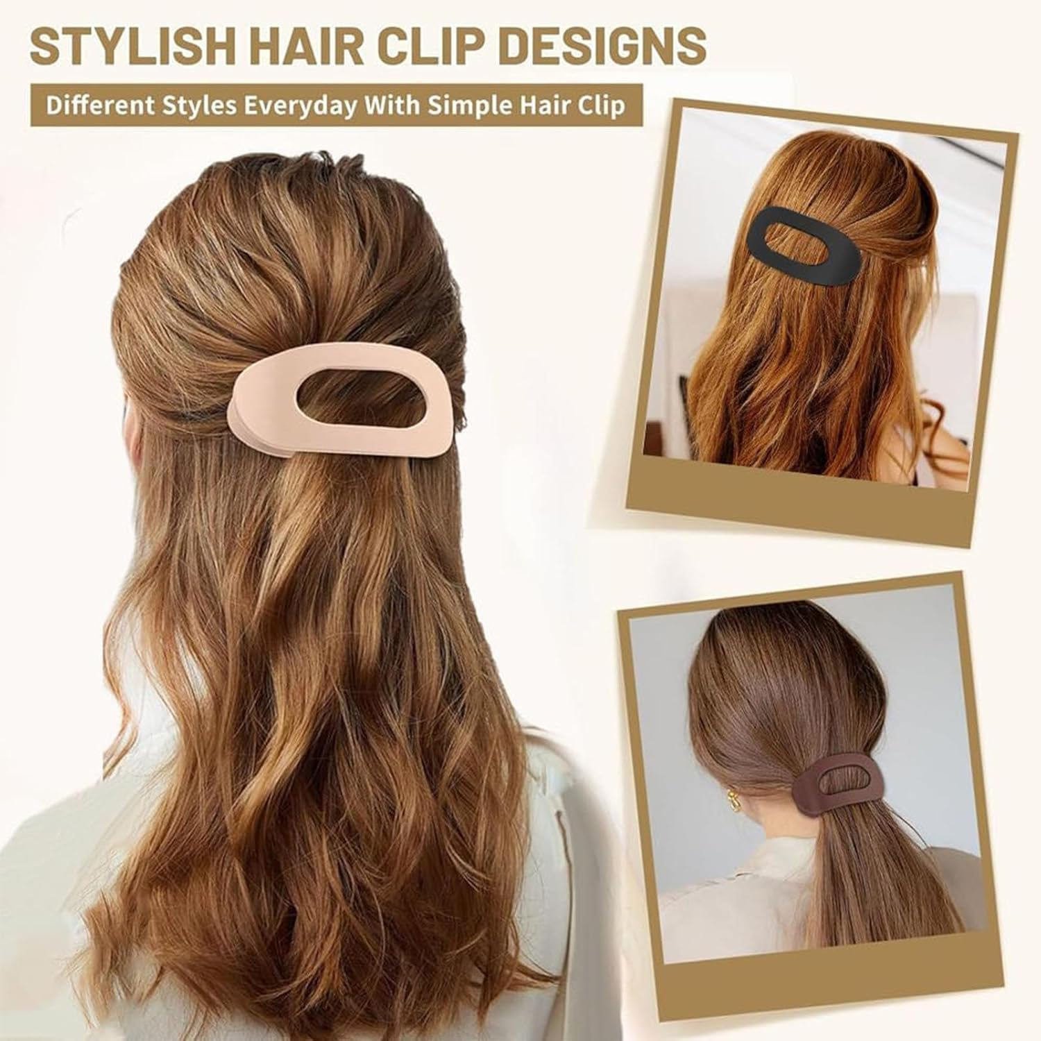 4 PCS Flat Hair Clips, Hair Claw Clips, Suitable for Coarse and Fine Hair Types, Comfortable Curved Flat Hair Clip, Suitable for Lying Down, Driving, and Other Scenarios image number 5