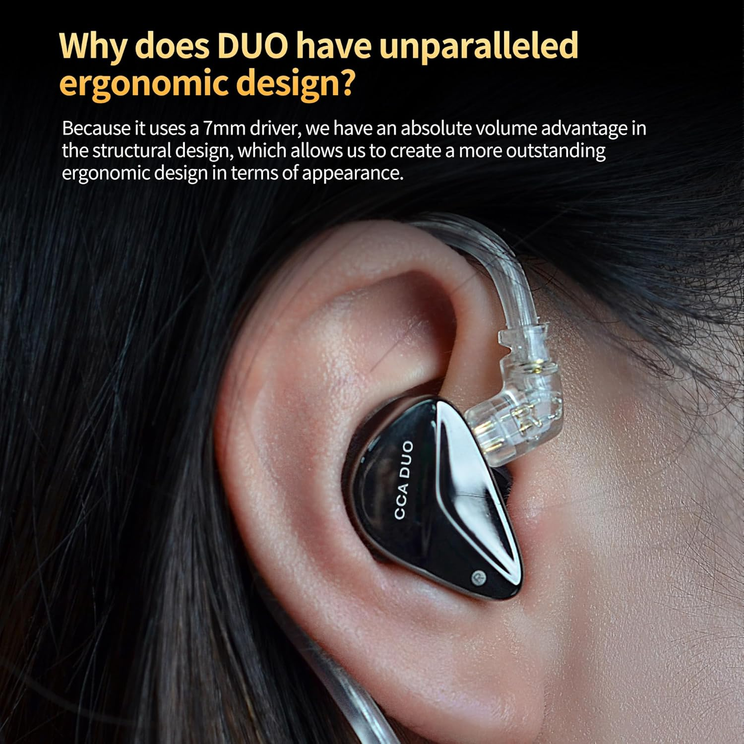 Hifi Kingdom CCA Duo 2DD (7Mm+7Mm Dynamic Driver Combination Hifi Ear Monitor (Black No Mic) image number 1