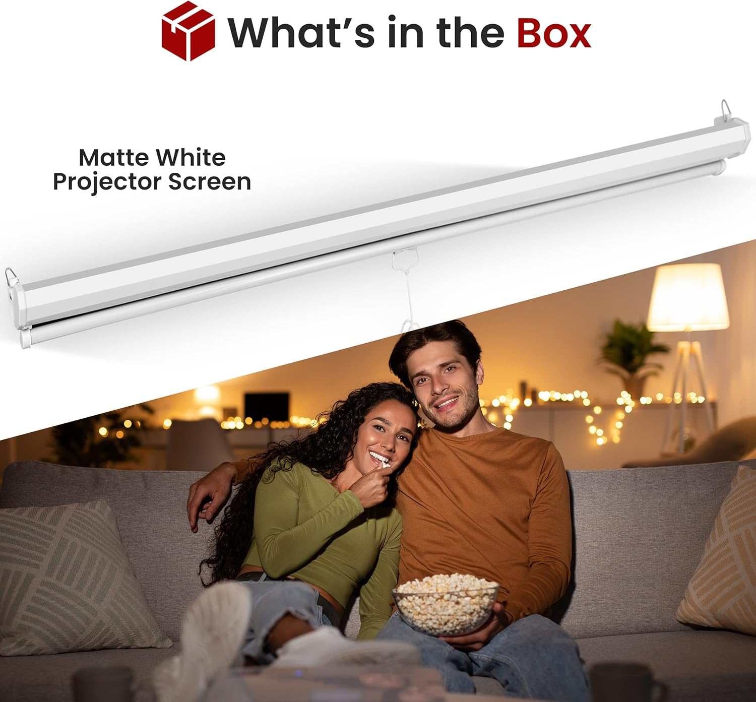 Pyle Manual Pull-Down Projector Screen - Universal 84-Inch Roll-Down Retractable Manual Projection Screen W/Auto-Locking, Adjustable Screen Height, Black Masking Border image number 6