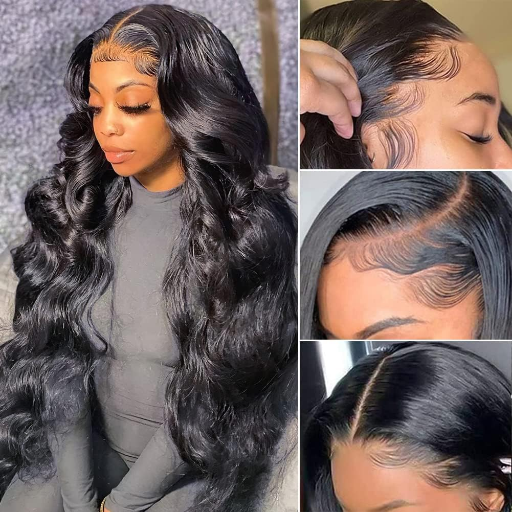 Pizazz 13X6 Body Wave Transparent Lace Front Wigs Human Hair Pre Plucked 180 Density HD Lace Frontal 9A Glueless Wigs with Baby Hair for Women 26Inch