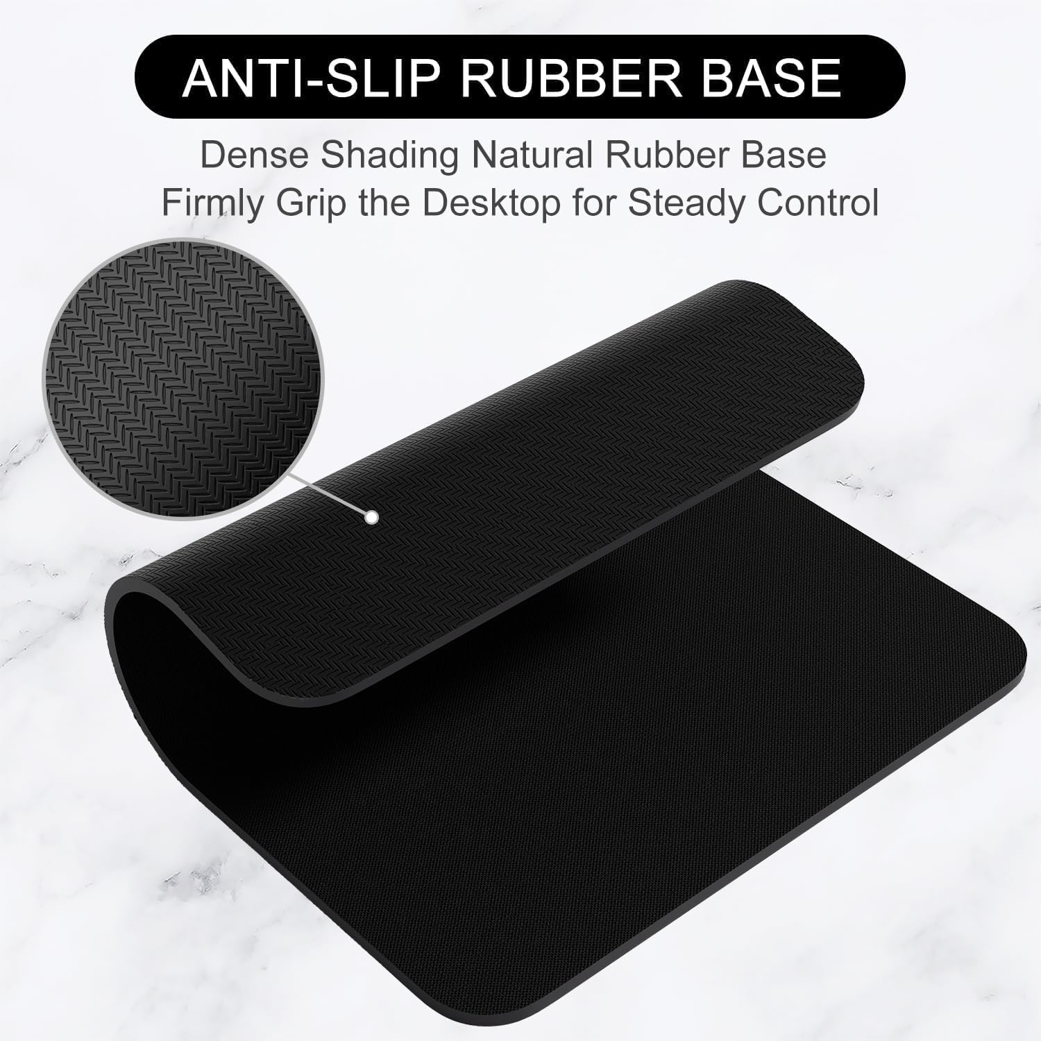 30X24Cm Black Leather Mouse Pad + White Smiley Wrist Rest | Non-Slip Desk Mat for Laptop & Computer | Office Essentials for Workers image number 1