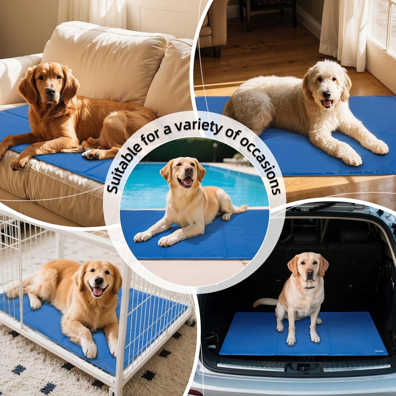 Ownpets Pet Self Cooling Gel Pad,120X80Cm, Pressure Activated, Anti-Inflammatory, Safe Non-Toxic Materials, Dog Cooling Mat in Summer for Large Dogs, Cats, Xx-Large image number 3