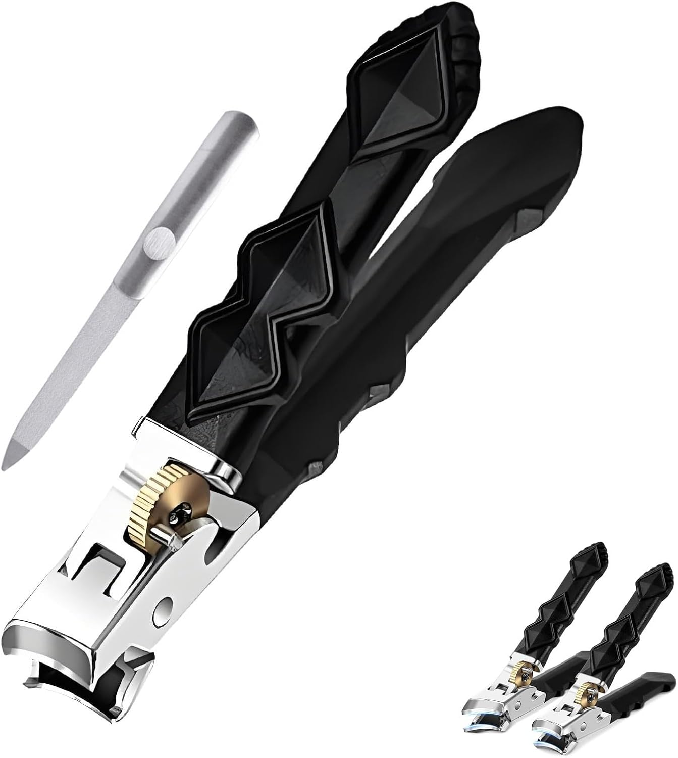 Lifepac Nail Clippers, Fanyil/Goredny Nail Clippers,180&deg; Wide-Mouth Bite, Splash-Proof Design, Double Configuration of Oblique and Flat Mouth, for Thick Nails(Flat Mouth)