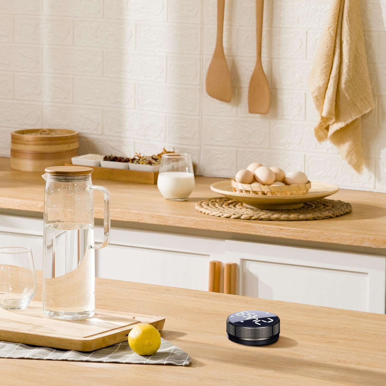 Bluesnail Kitchen Timer with LED Digital Display Smart Efficana for Home Classroom Gym Office, Volume and Brightness Adjustable Productivity Timer (Silvery) - All Black image number 6