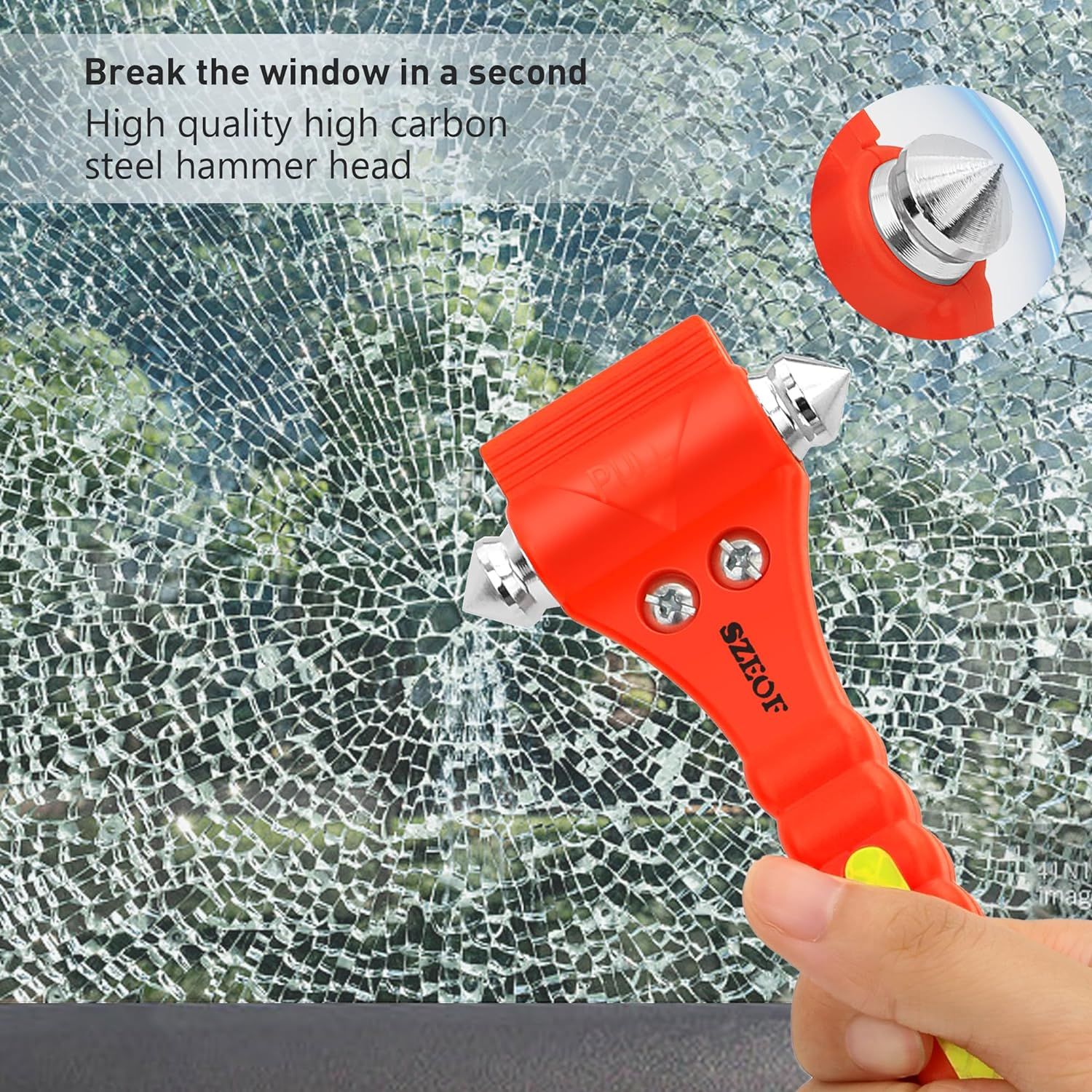 Car Window Breaker,Glass Breaker,Car Window Breaker and Seatbelt Cutter,Multi-Functional Car Safety Hammer,Car Emergency Kit,2 Packs(Orange)&hellip;