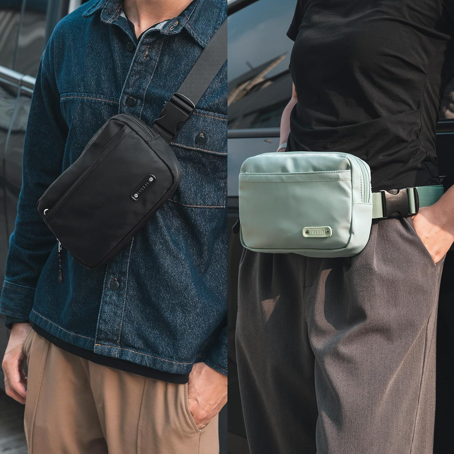 VULKIT Belt Bag Waist Pack for Men or Women Waterproof Fashion Bum Bag Crossbody Fanny Packs with Adjustable Strap Aquamarine - Blue image number 5