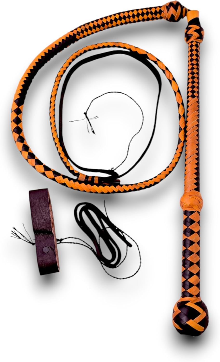 Bullwhip 6Ft Genuine Leather Indiana Jones Style Whip for Equestrian Training & Cracking, Kangaroo Hide Leather Stock Whip image number 6