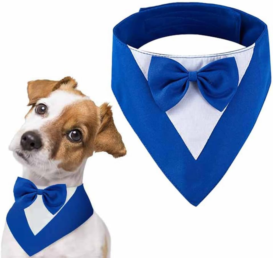 VENEKA Dog,Formal Dog Wedding Collar with Bow Tie,Dog Birthday Costume Pet,Dog Valentines Outfit Cosplay,S Blue High Guality image number 1